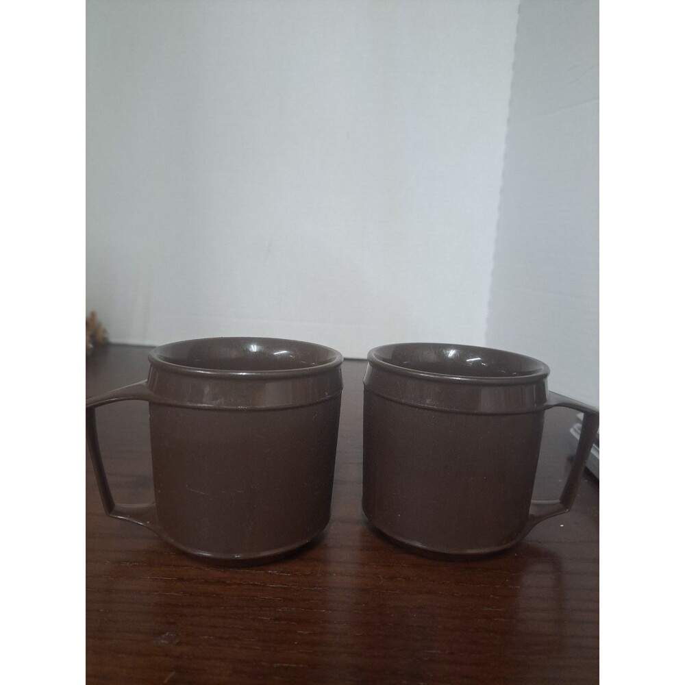Set Of 2 Vintage Aladdin Insulated Brown Coffee Mugs